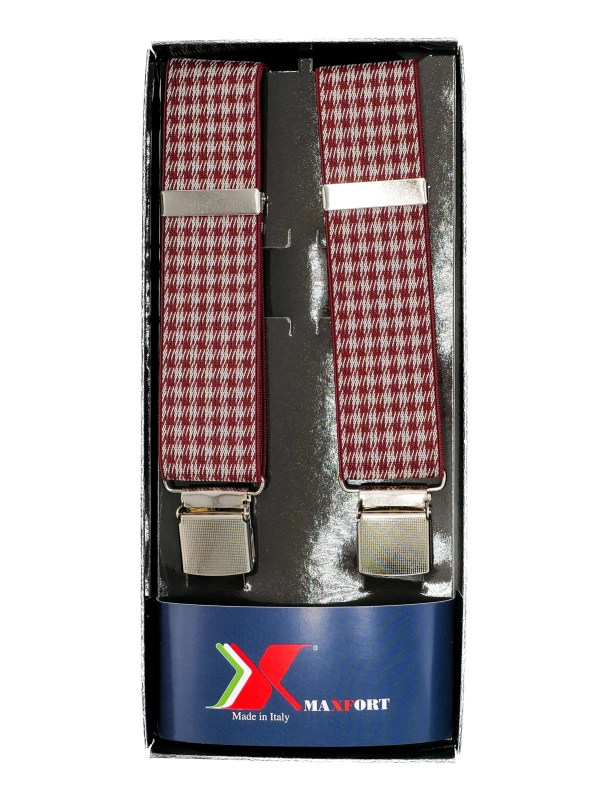 TREGERI ZA HLAČE Maxfort oversize Fede tip X 130 cm širina 3,5 cm Fantasia Bordeaux
